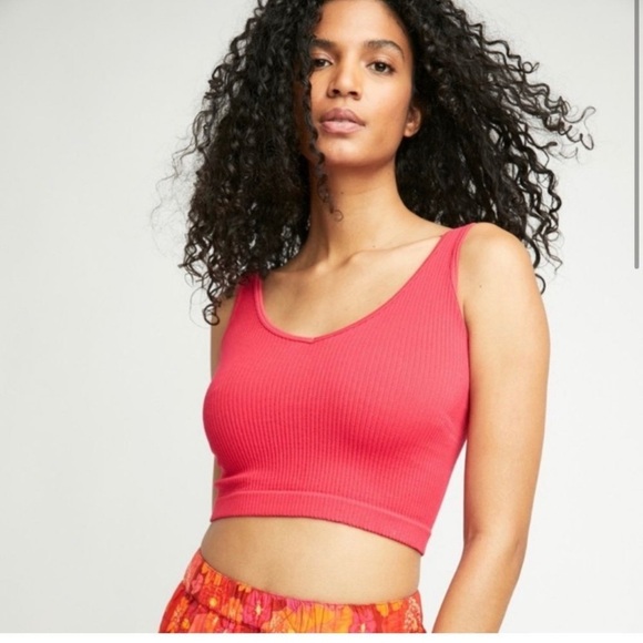 Free people solid brami top XS /S NWT  in cherry color - Picture 1 of 4